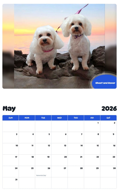 2026 - 2027 Ghost and Rover - Pawidols Pet Calendar