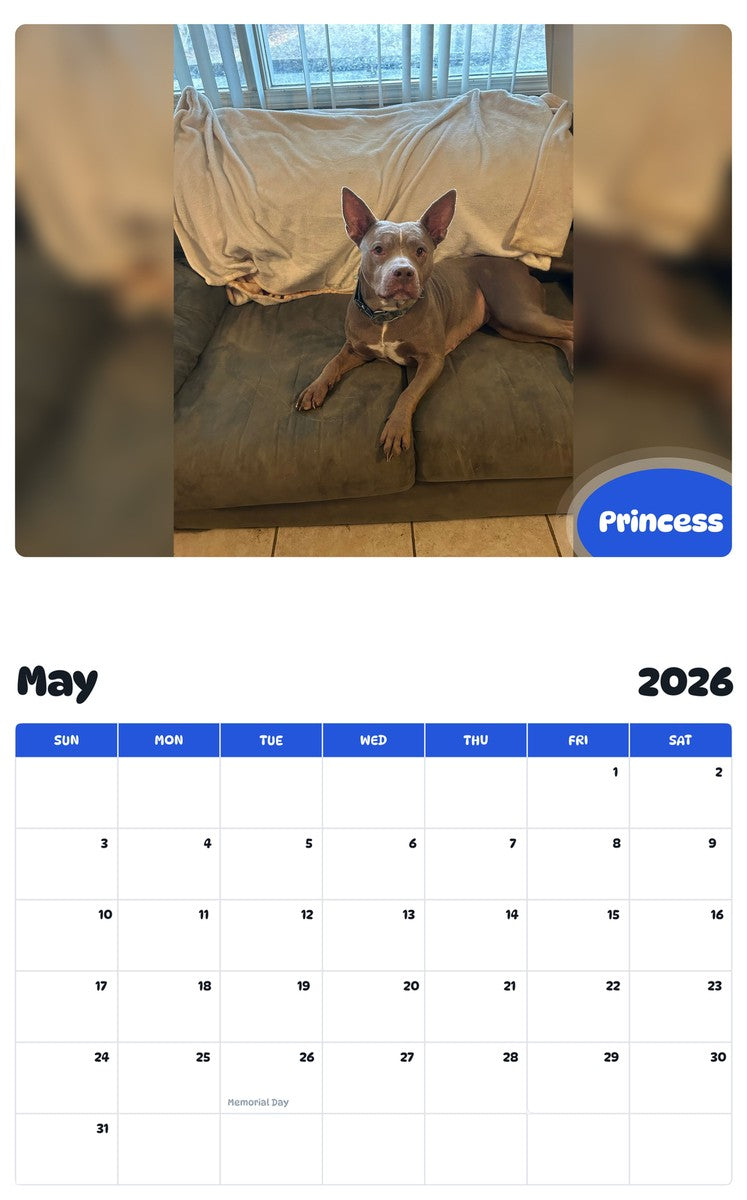 2026 - 2027 Princess - Pawidols Pet Calendar
