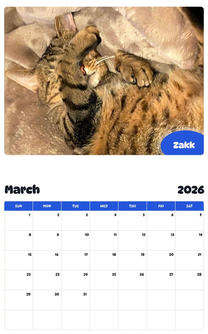 November 2025 - October 2026 Zakk - Pawidols Pet Calendar