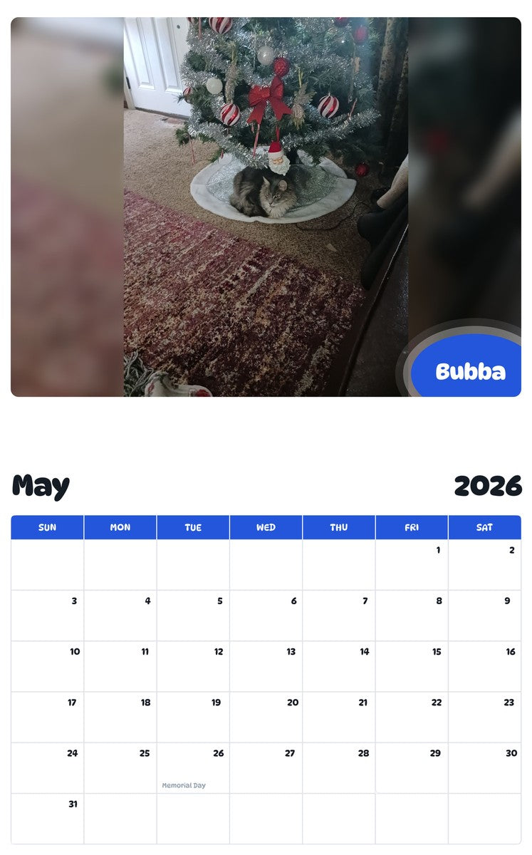2026 - 2027 Bubba - Pawidols Pet Calendar