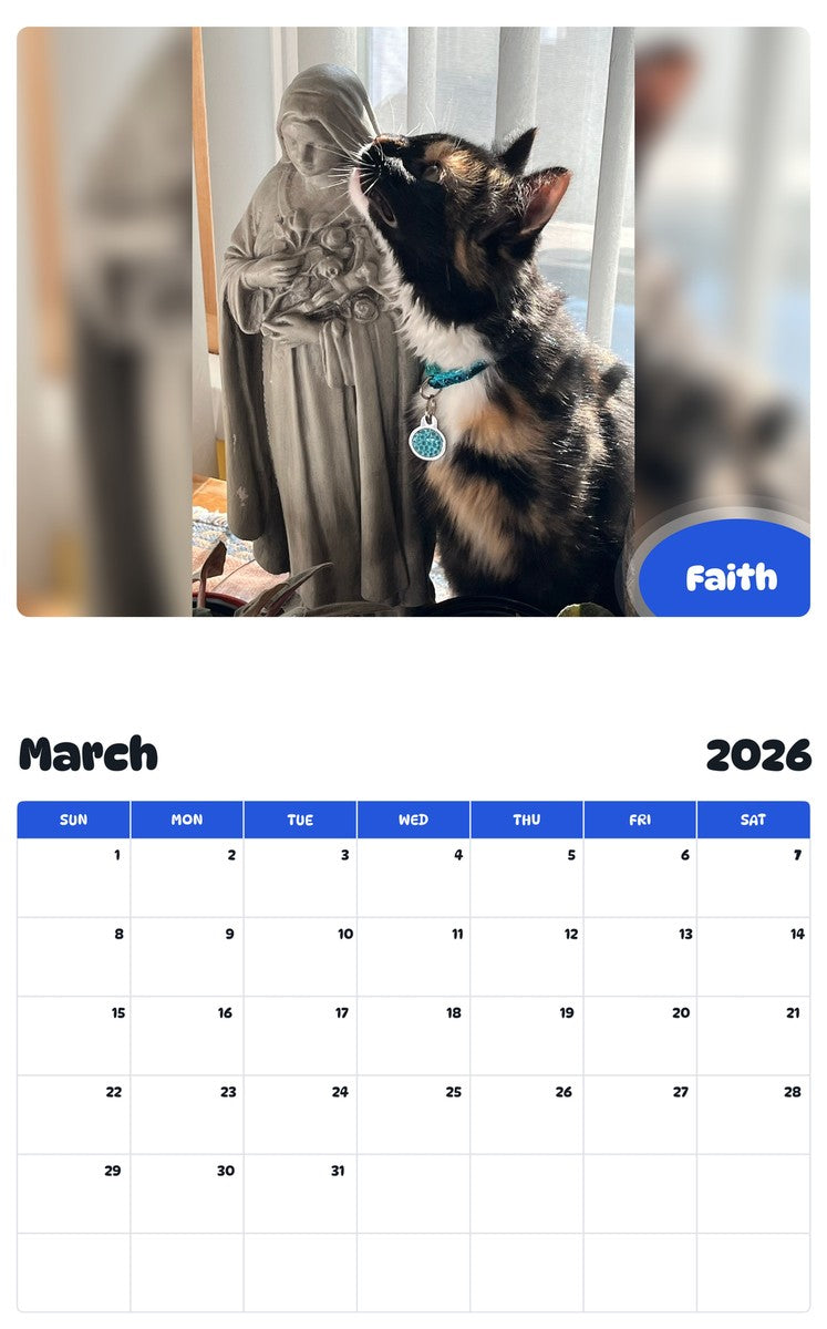 November 2025 - October 2026 Faith - Pawidols Pet Calendar