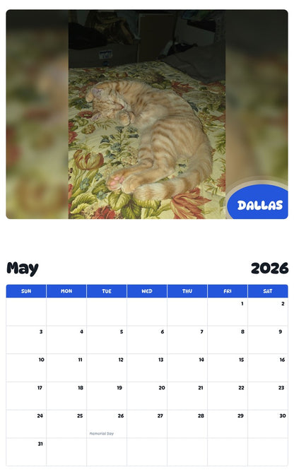 2026 - 2027 DALLAS - Pawidols Pet Calendar
