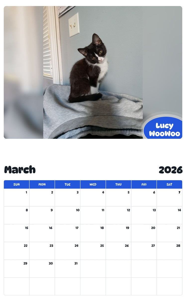 November 2025 - October 2026 Lucy WooWoo - Pawidols Pet Calendar