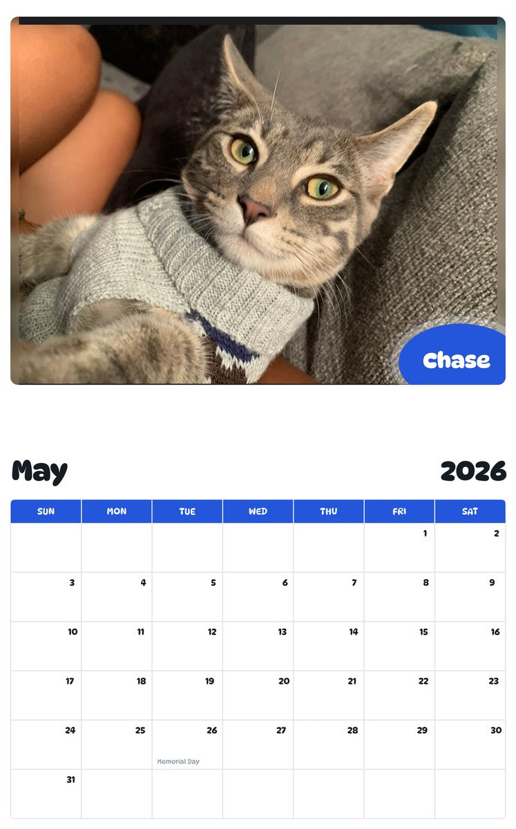 2026 - 2027 Chase - Pawidols Pet Calendar