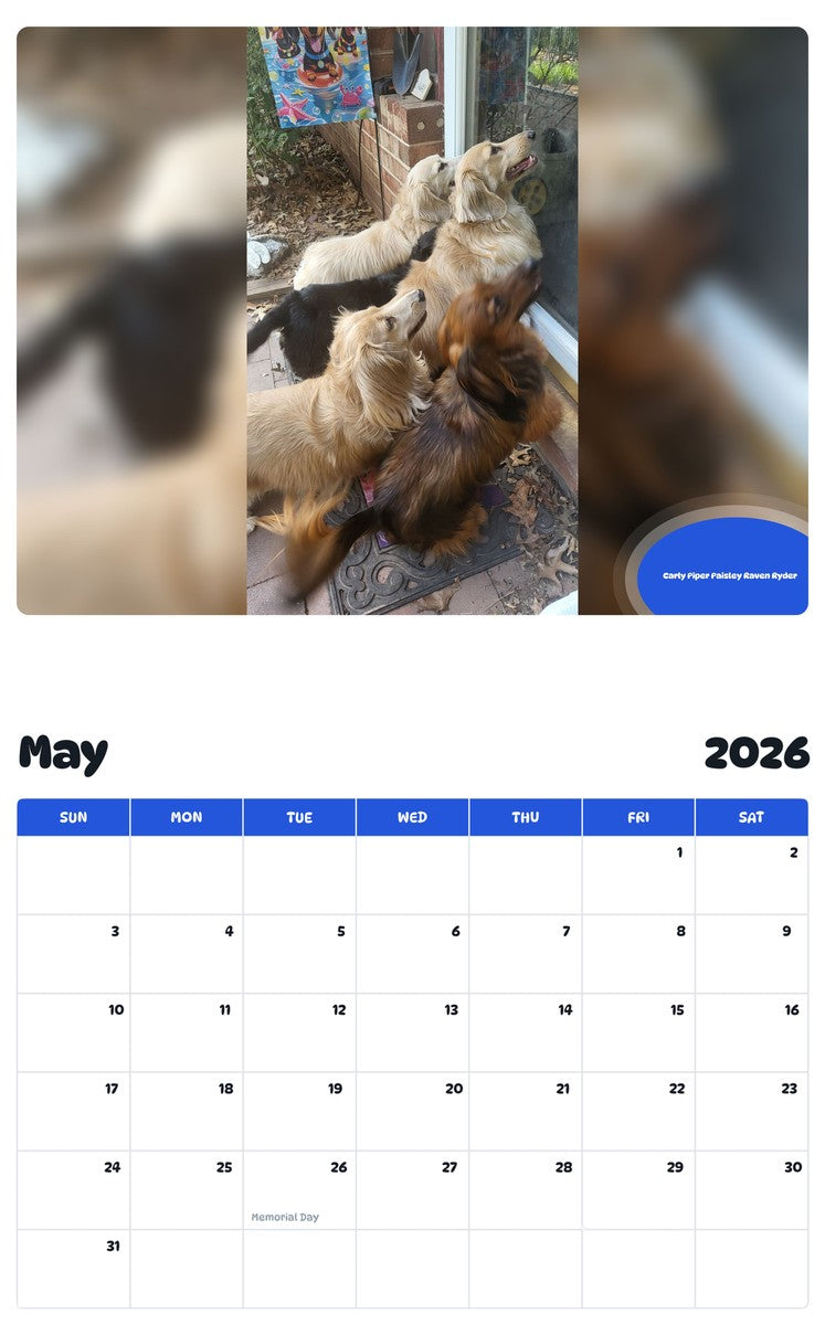 2026 - 2027 Carly Piper Paisley Raven Ryder - Pawidols Pet Calendar
