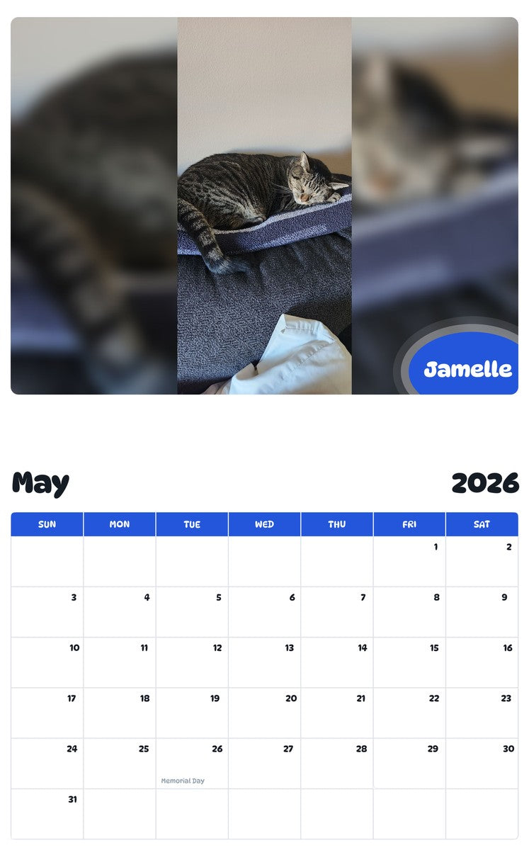 2026 - 2027 Jamelle - Pawidols Pet Calendar