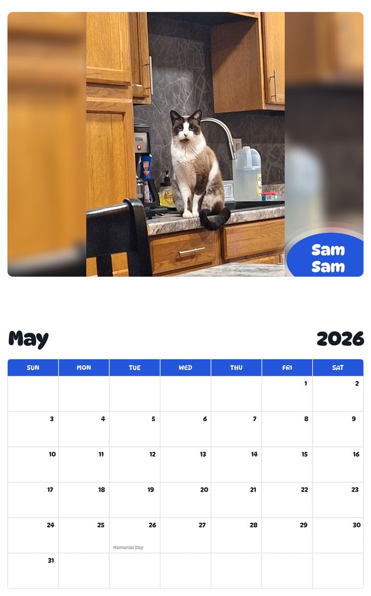 2026 - 2027 Sam Sam - Pawidols Pet Calendar