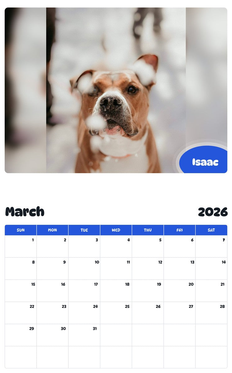 November 2025 - October 2026 Isaac - Pawidols Pet Calendar