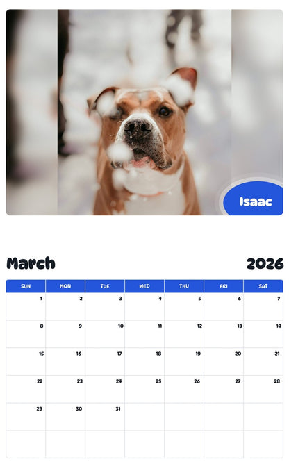 November 2025 - October 2026 Isaac - Pawidols Pet Calendar