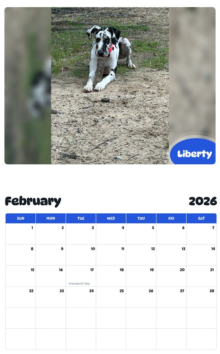 October 2025 - September 2026 Liberty - Pawidols Pet Calendar
