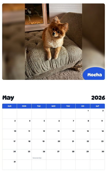 2026 - 2027 Mocha - Pawidols Pet Calendar