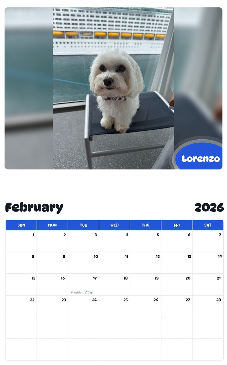 October 2025 - September 2026 Lorenzo - Pawidols Pet Calendar