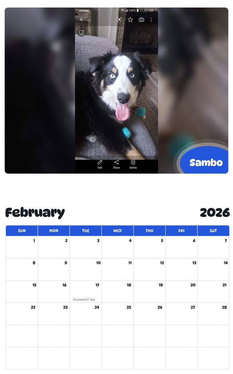 October 2025 - September 2026 Sambo - Pawidols Pet Calendar