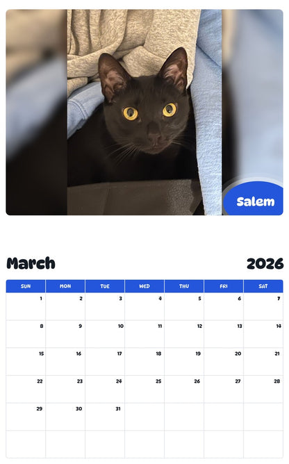 November 2025 - October 2026 Salem - Pawidols Pet Calendar