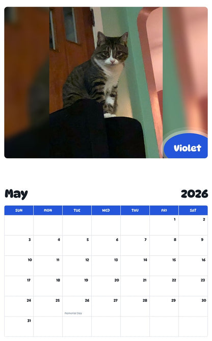 2026 - 2027 Violet - Pawidols Pet Calendar