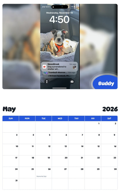 2026 - 2027 Buddy - Pawidols Pet Calendar