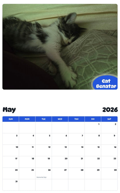 2026 - 2027 Cat Benatar - Pawidols Pet Calendar