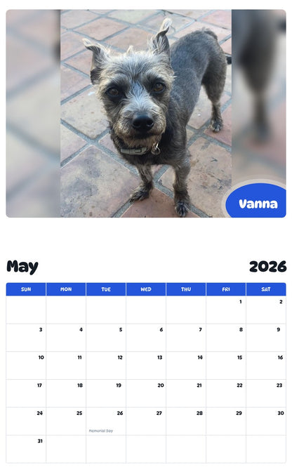 2026 - 2027 Vanna - Pawidols Pet Calendar