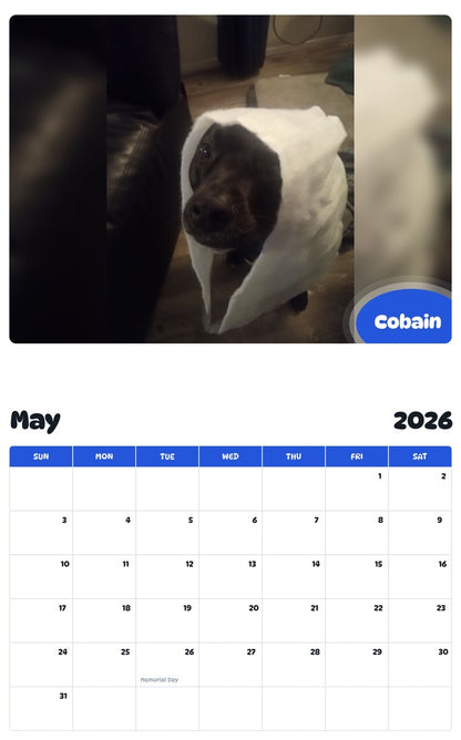 2026 - 2027 Cobain - Pawidols Pet Calendar