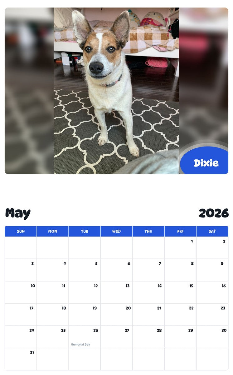 2026 - 2027 Dixie - Pawidols Pet Calendar