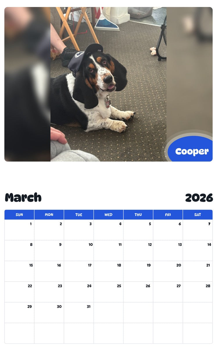 November 2025 - October 2026 Cooper - Pawidols Pet Calendar