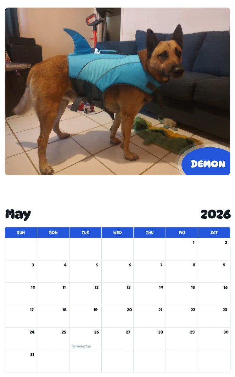2026 - 2027 DEMON - Pawidols Pet Calendar