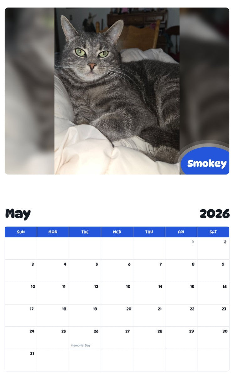 2026 - 2027 Smokey - Pawidols Pet Calendar