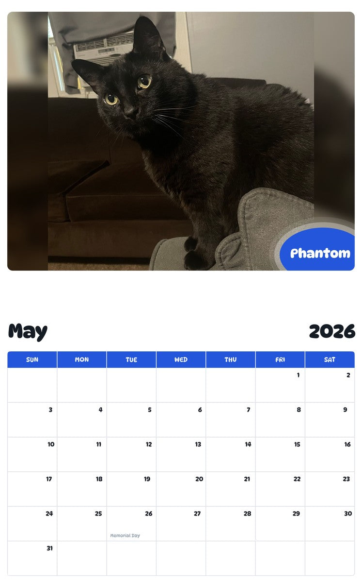 2026 - 2027 Phantom - Pawidols Pet Calendar