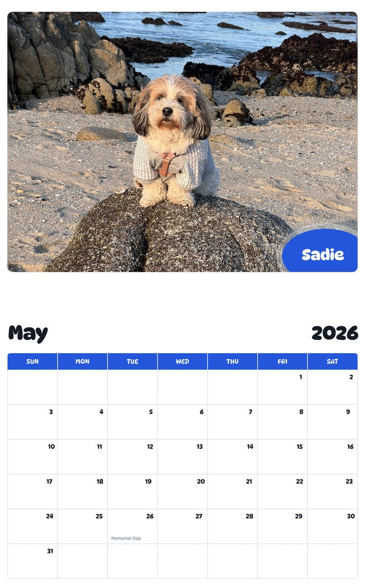 2026 - 2027 Sadie - Pawidols Pet Calendar