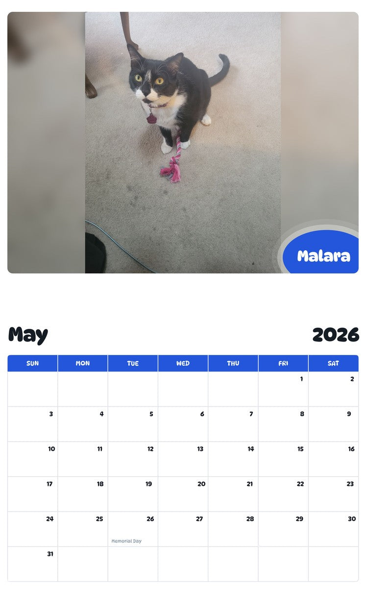2026 - 2027 Malara - Pawidols Pet Calendar