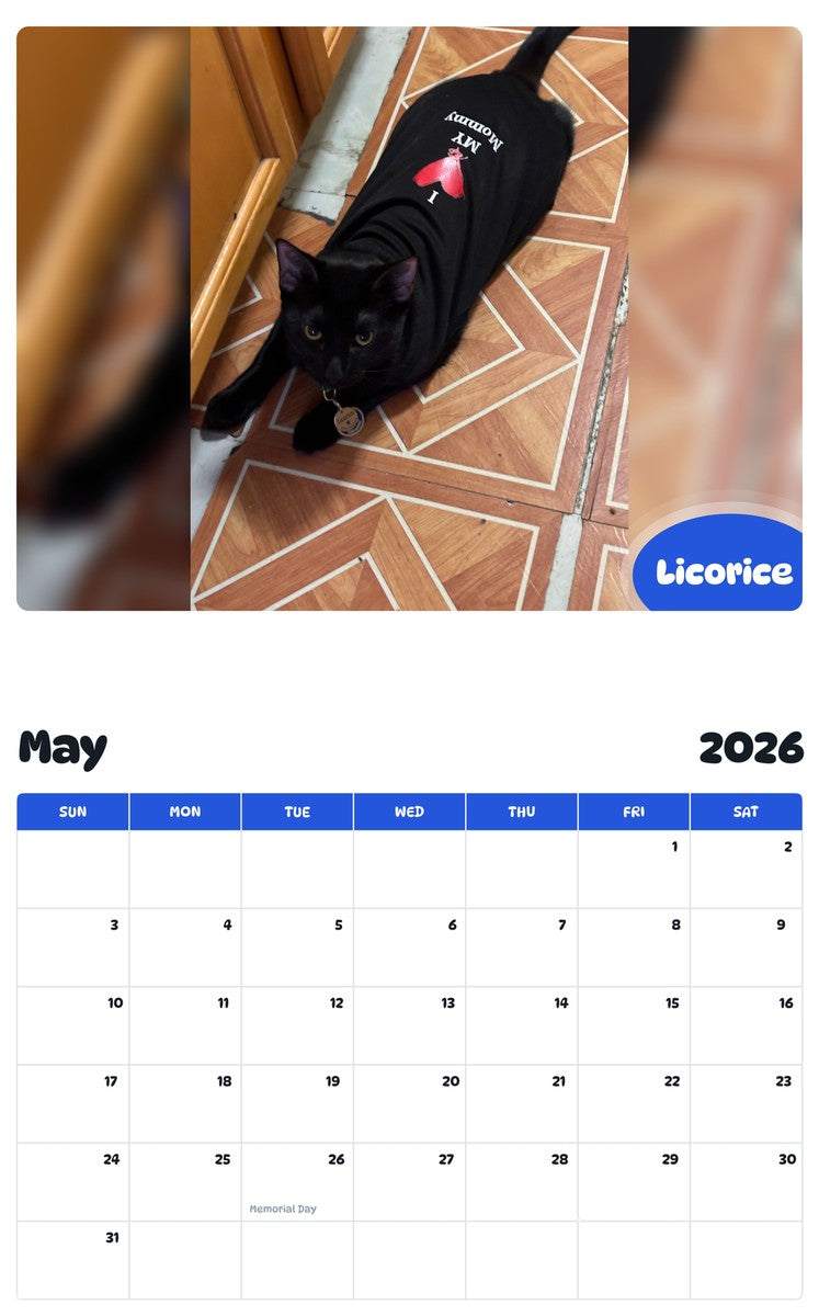 2026 - 2027 Licorice - Pawidols Pet Calendar