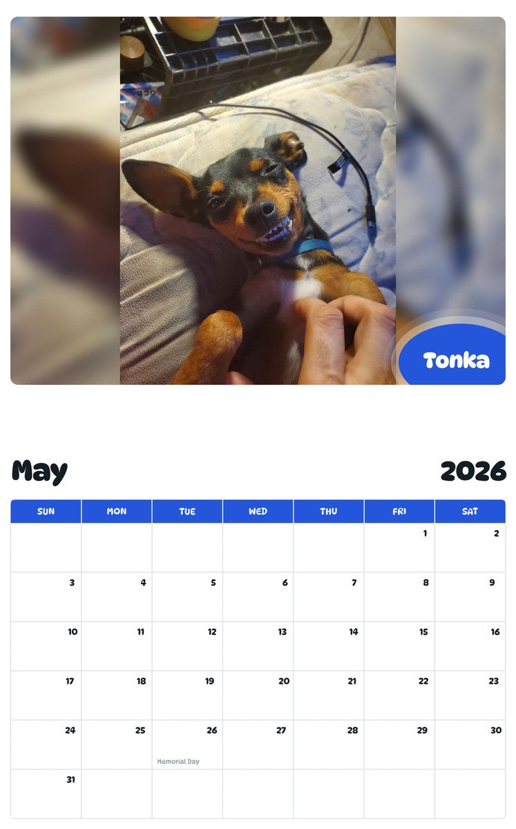 2026 - 2027 Tonka - Pawidols Pet Calendar