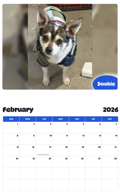 October 2025 - September 2026 Doobie - Pawidols Pet Calendar