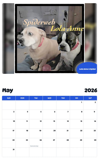 2026 - 2027 Lola Anne & Spider - Pawidols Pet Calendar