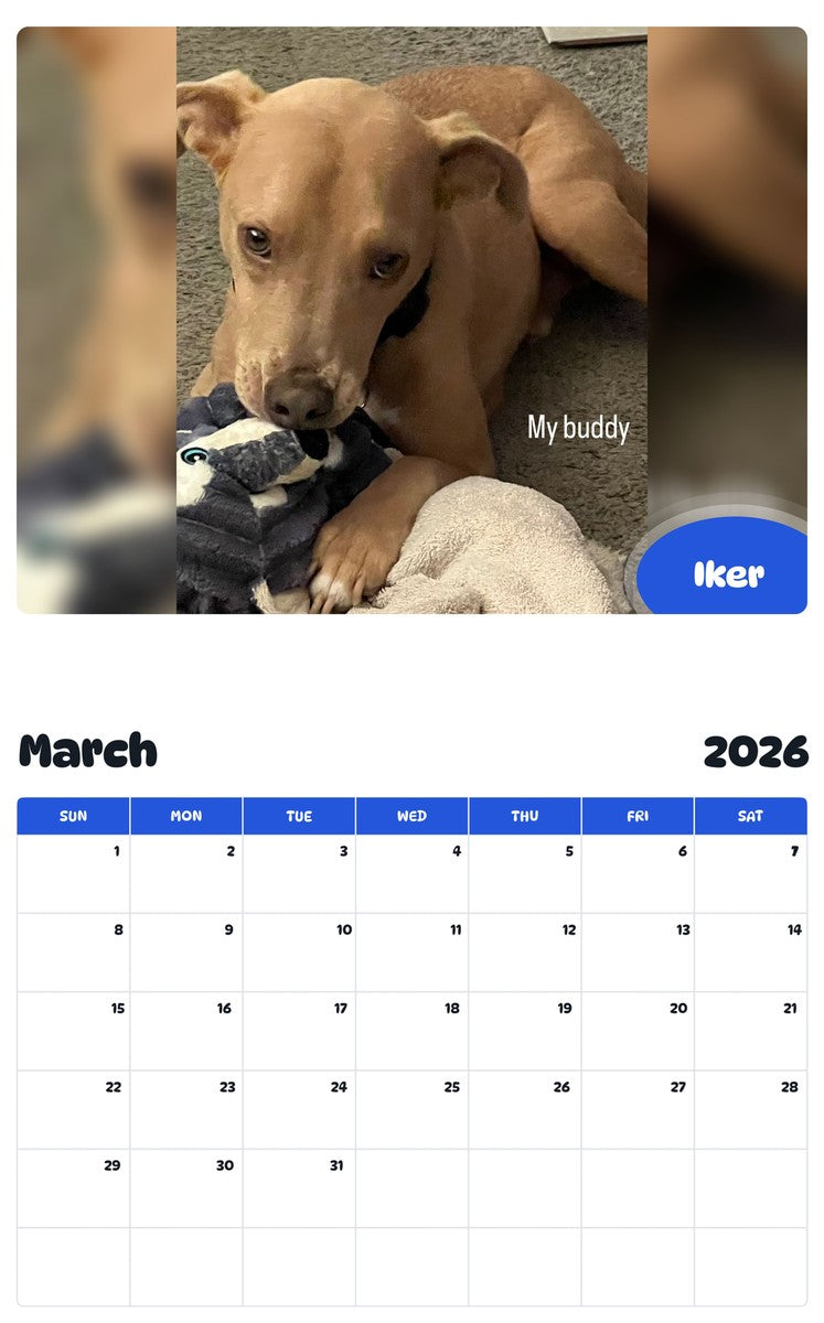 November 2025 - October 2026 Iker - Pawidols Pet Calendar