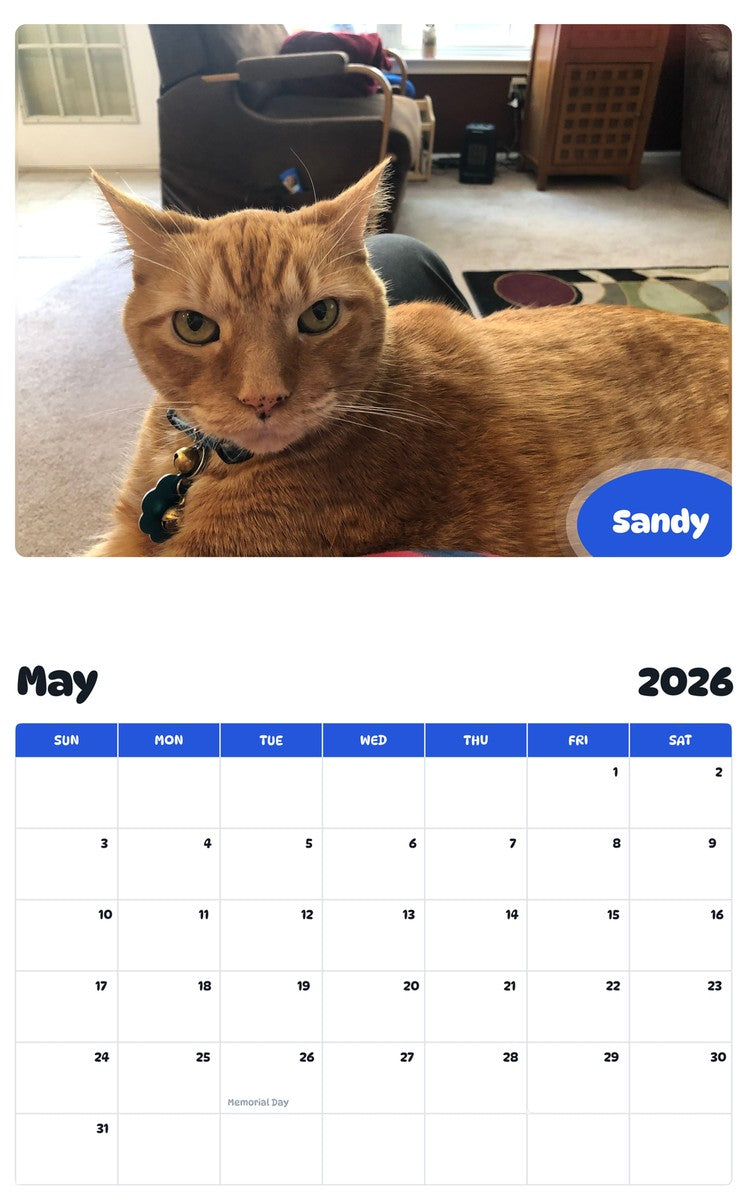 2026 - 2027 Sandy - Pawidols Pet Calendar