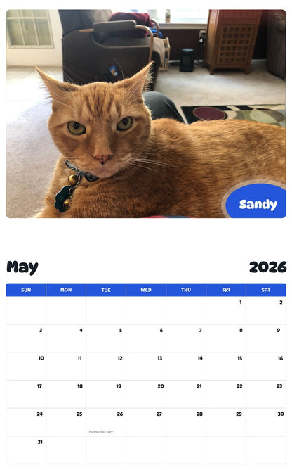 2026 - 2027 Sandy - Pawidols Pet Calendar
