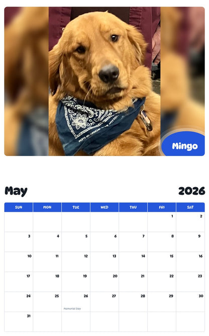 2026 - 2027 Mingo - Pawidols Pet Calendar