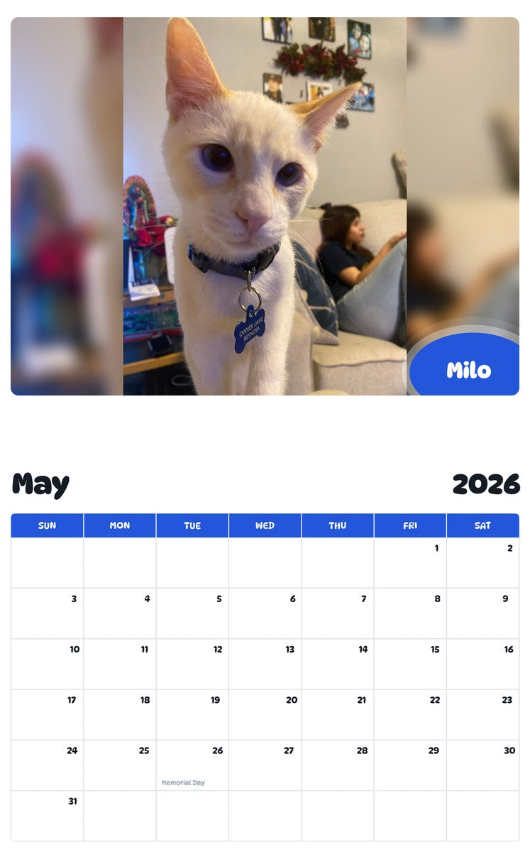 2026 - 2027 Milo - Pawidols Pet Calendar