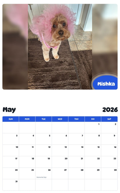 2026 - 2027 Mishka - Pawidols Pet Calendar