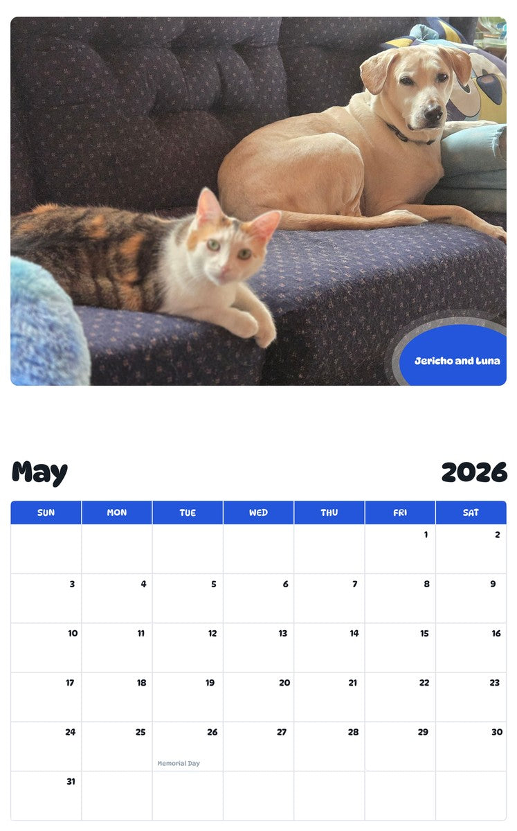 2026 - 2027 Jericho and Luna - Pawidols Pet Calendar
