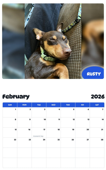 October 2025 - September 2026 RUSTY - Pawidols Pet Calendar