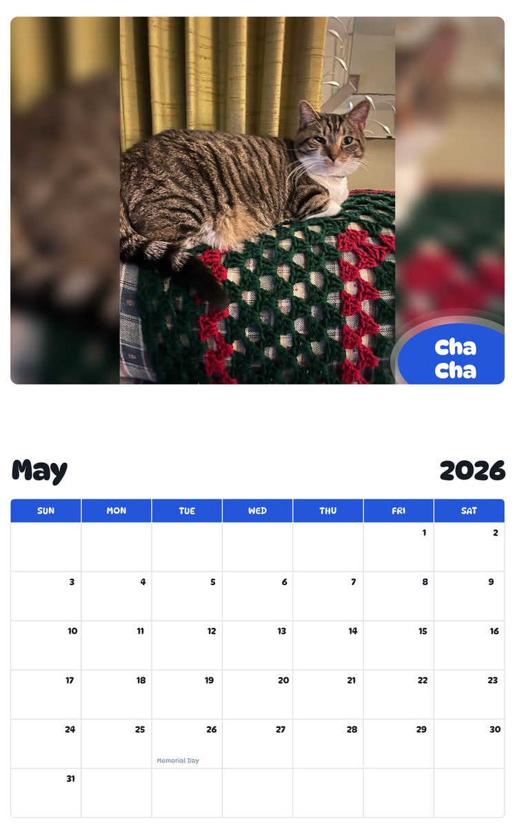 2026 - 2027 Cha Cha - Pawidols Pet Calendar
