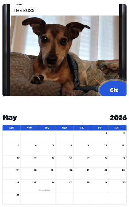 2026 - 2027 Giz - Pawidols Pet Calendar