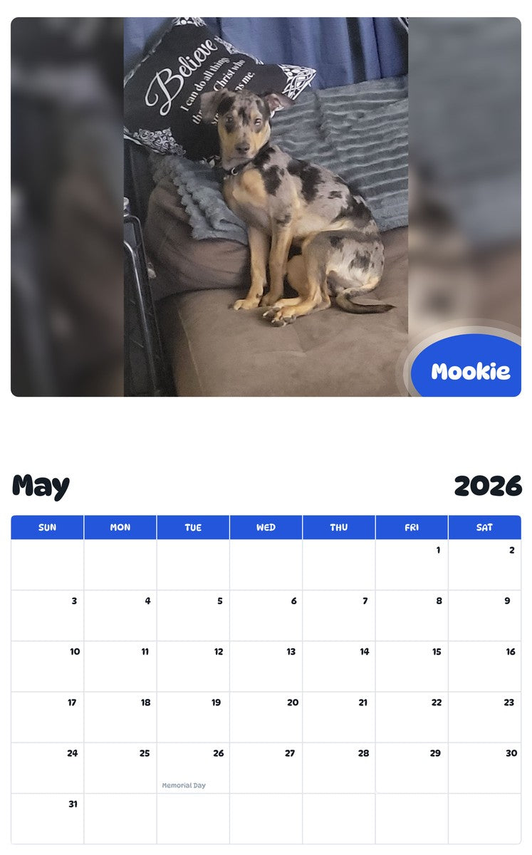 2026 - 2027 Mookie - Pawidols Pet Calendar