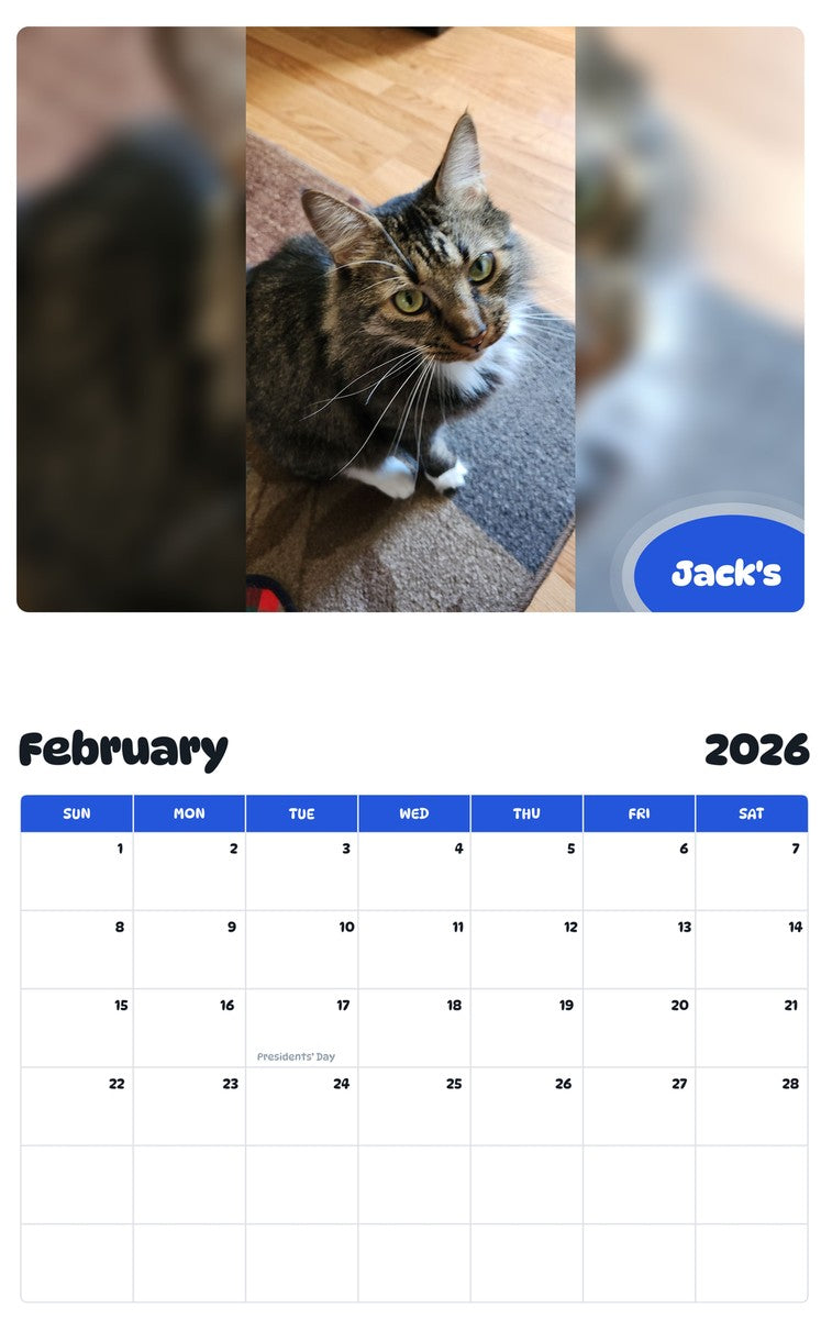 October 2025 - September 2026 Jack's - Pawidols Pet Calendar