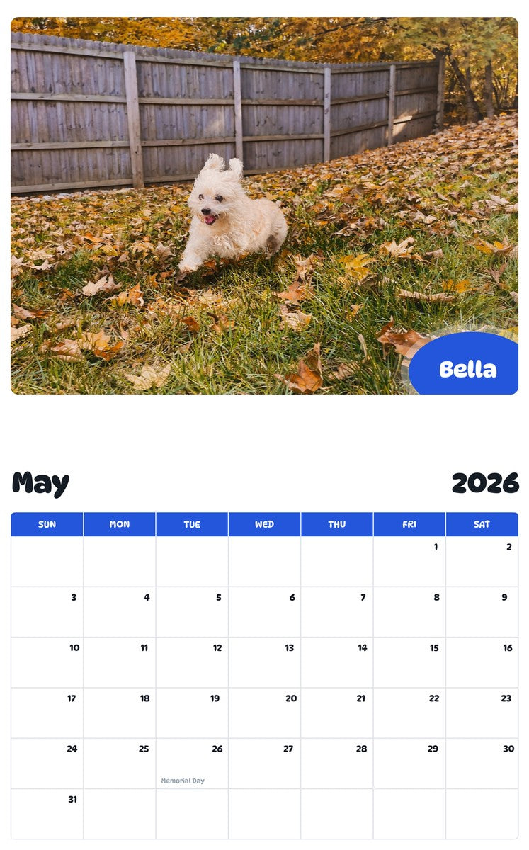 2026 - 2027 Bella - Pawidols Pet Calendar
