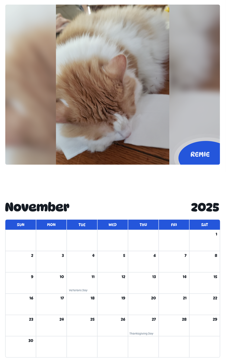 July 2025 - June 2026 Remie - Pawidols Pet Calendar