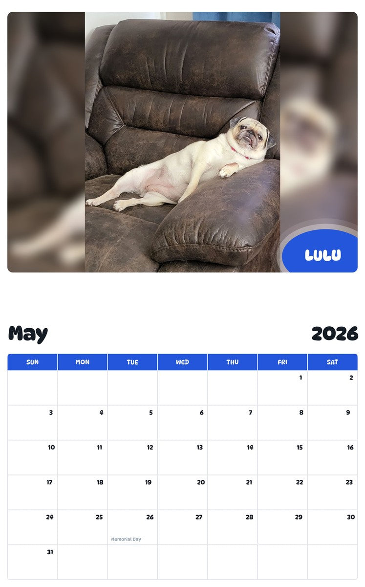 2026 - 2027 LULU - Pawidols Pet Calendar