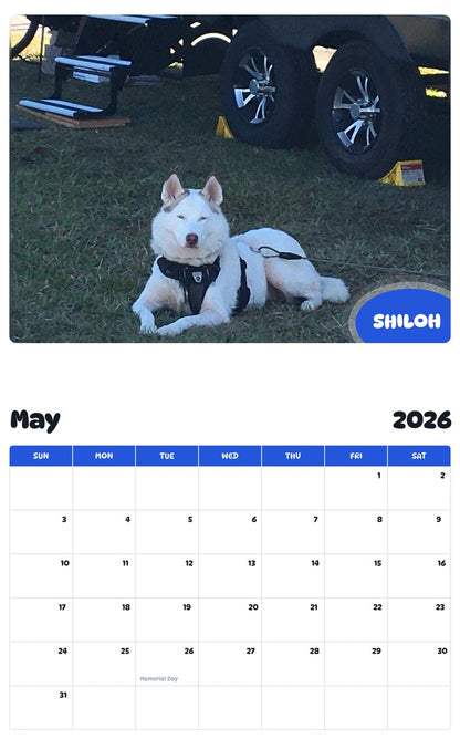 2026 - 2027 SHILOH - Pawidols Pet Calendar